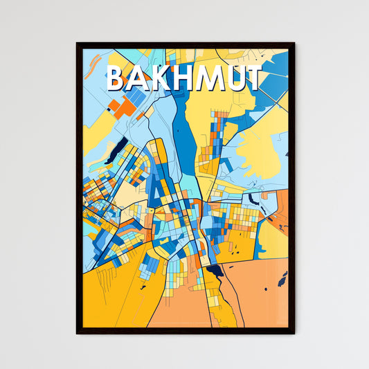 BAKHMUT UKRAINE Vibrant Colorful Art Map Poster Blue Orange