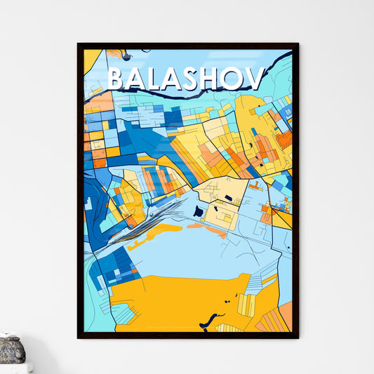 BALASHOV RUSSIA Vibrant Colorful Art Map Poster Blue Orange