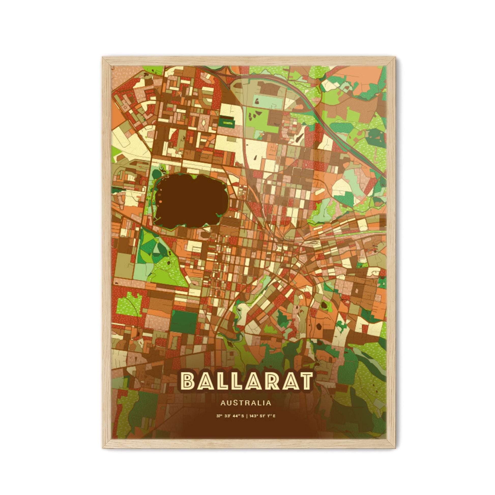 Colorful Ballarat Australia Fine Art Map Farmhouse
