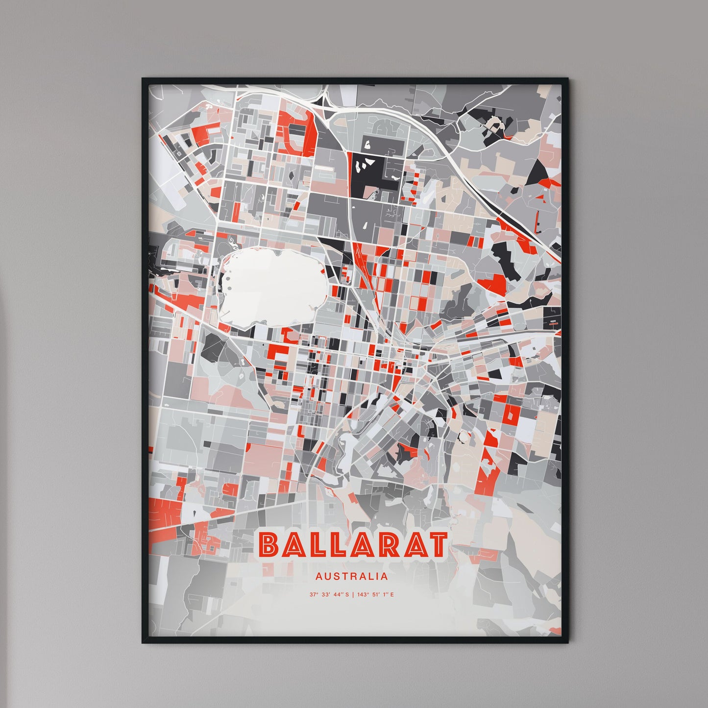Colorful Ballarat Australia Fine Art Map Modern Expressive