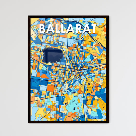 BALLARAT AUSTRALIA Vibrant Colorful Art Map Poster Blue Orange