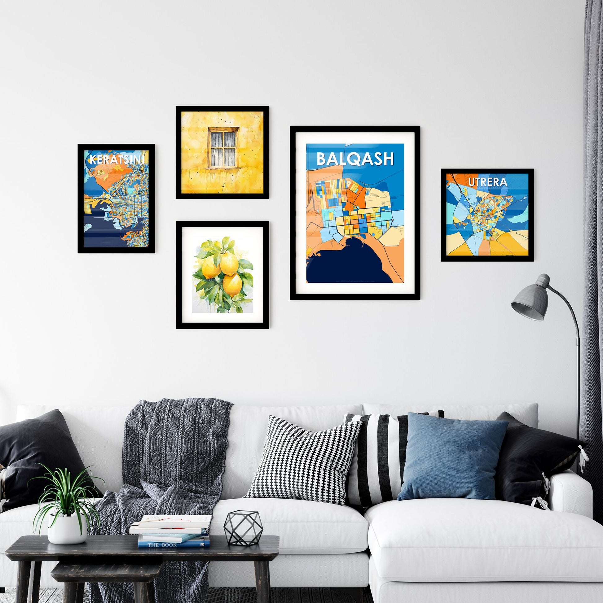 BALQASH KAZAKHSTAN Vibrant Colorful Art Map Poster Blue Orange