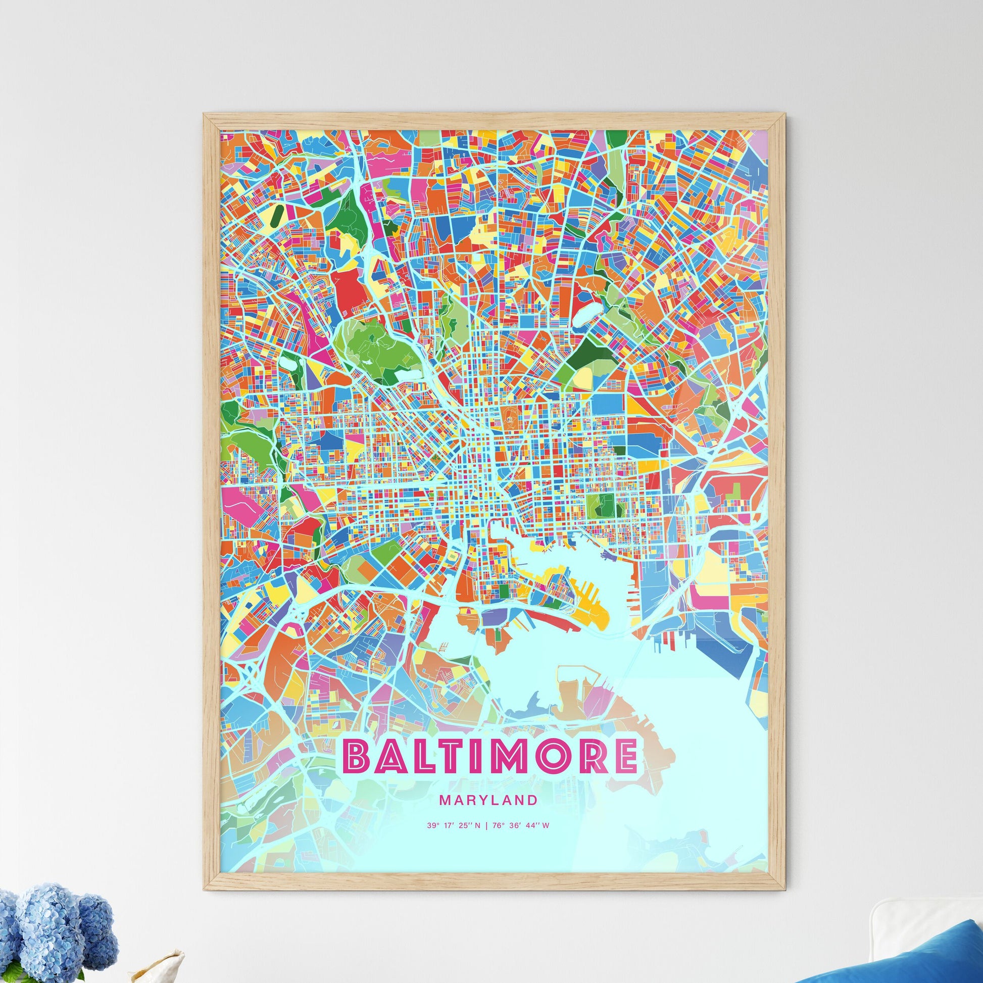 Colorful Baltimore Maryland Fine Art Map Crazy Colors