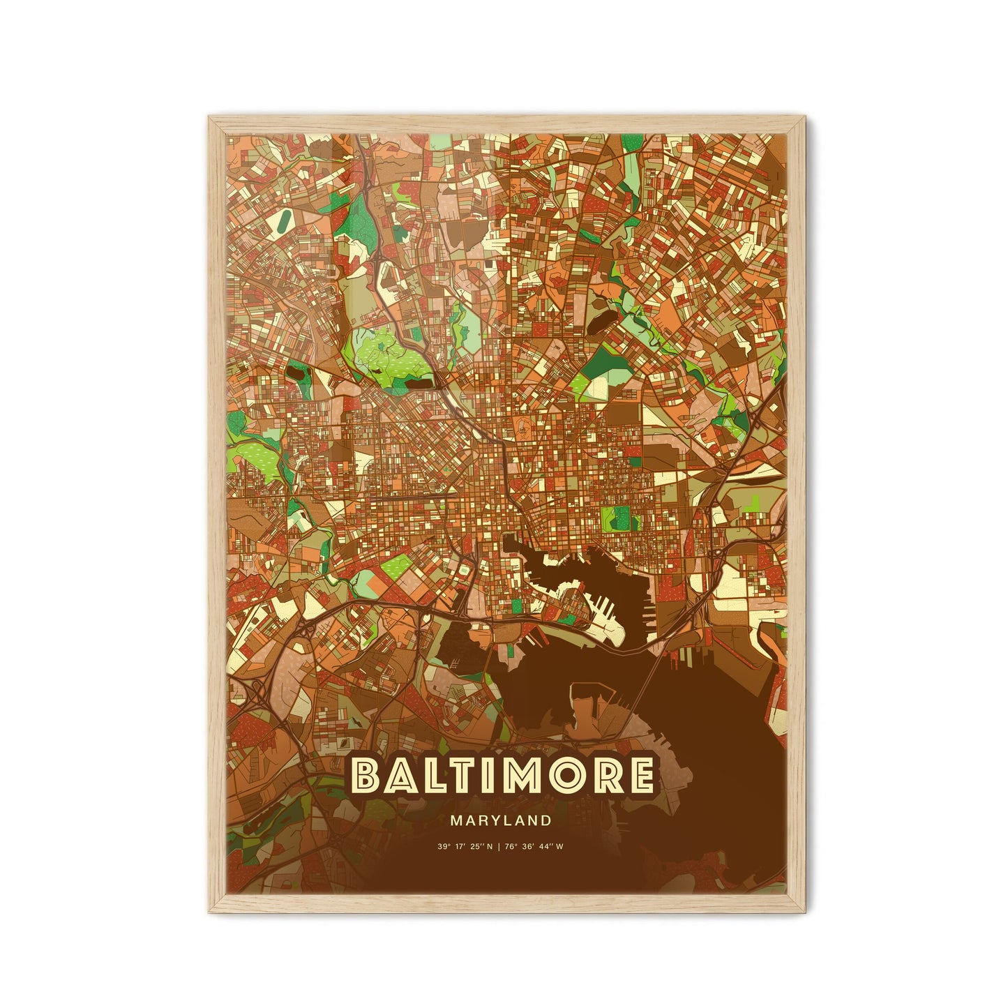 Colorful Baltimore Maryland Fine Art Map Farmhouse