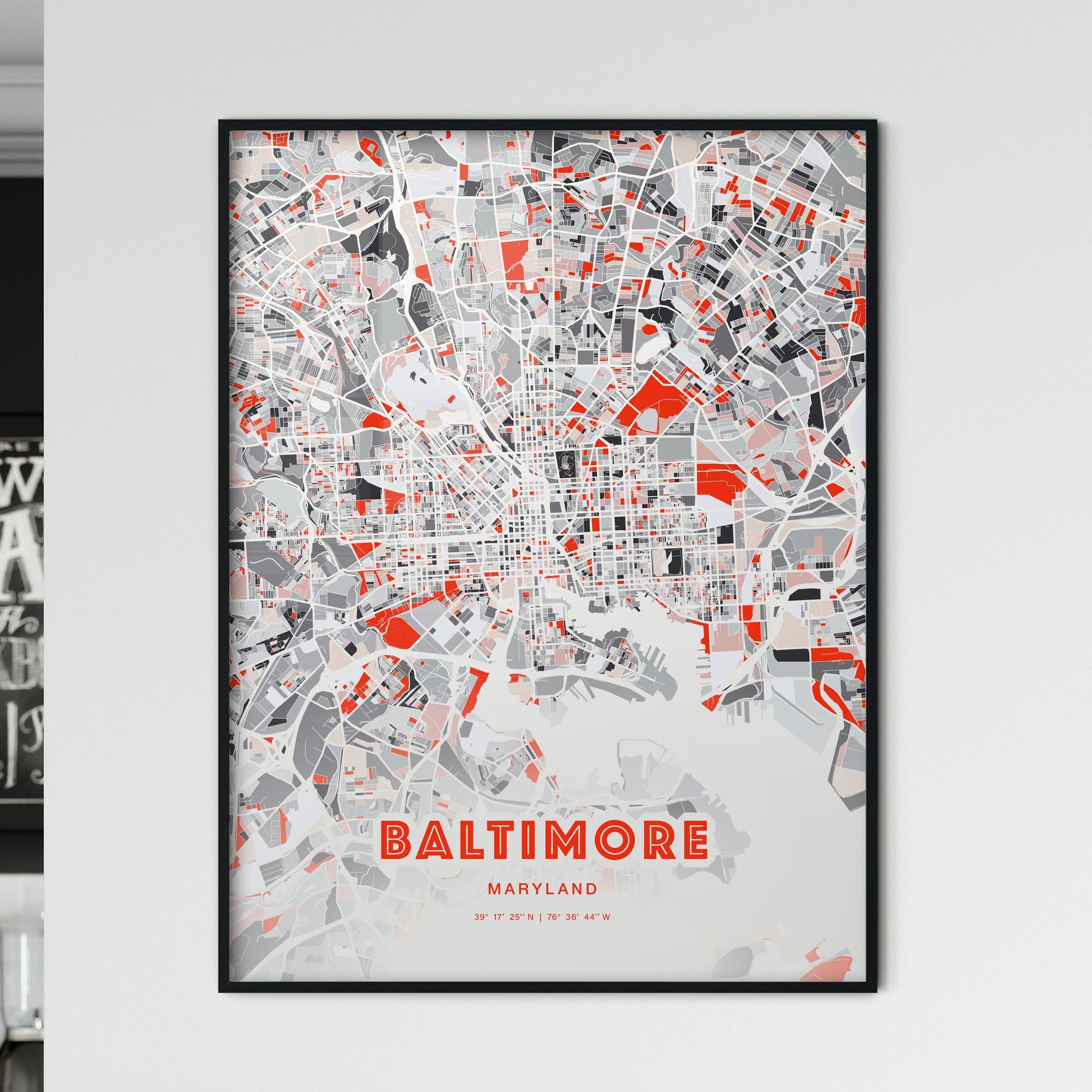 Colorful Baltimore Maryland Fine Art Map Modern Expressive