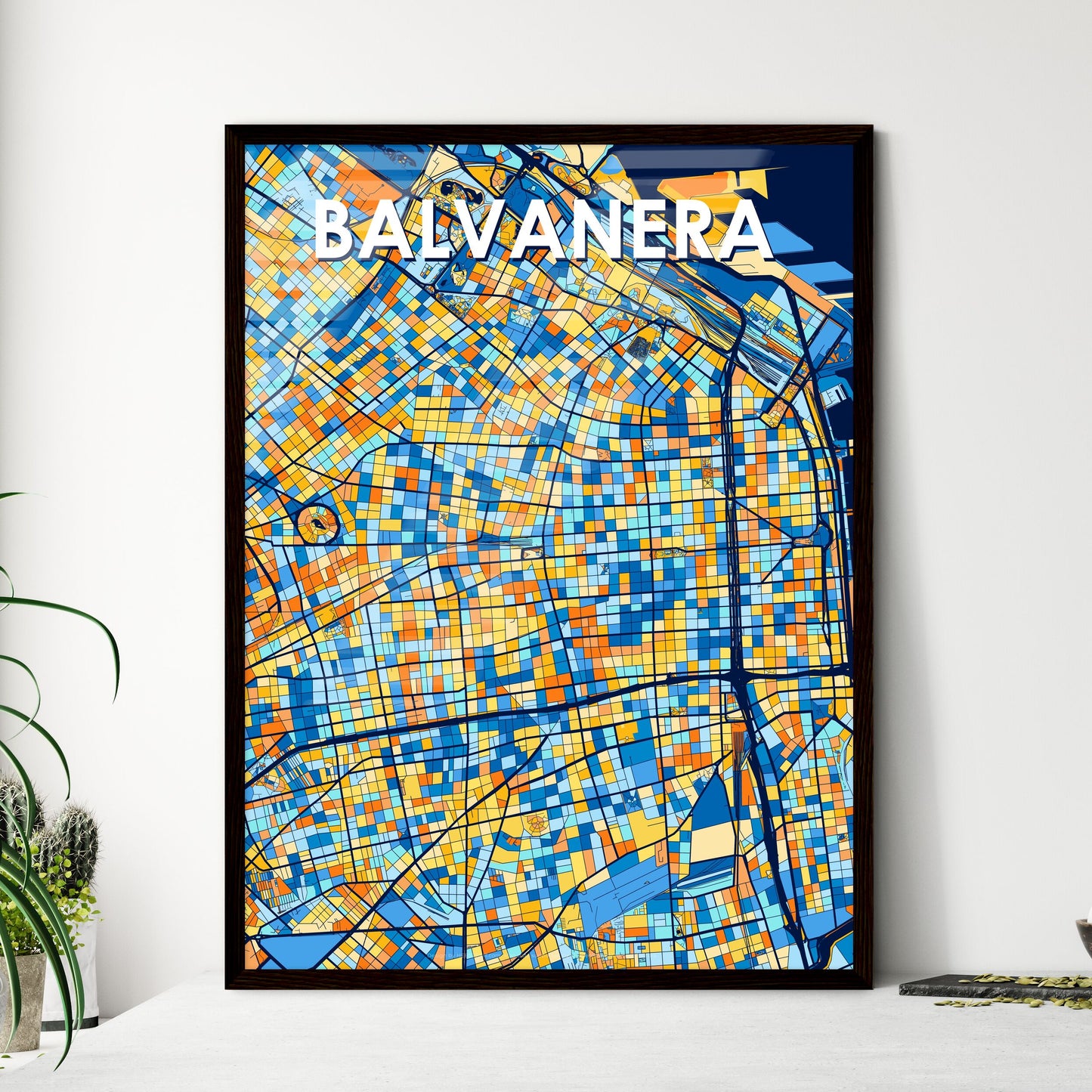 BALVANERA ARGENTINA Vibrant Colorful Art Map Poster Blue Orange