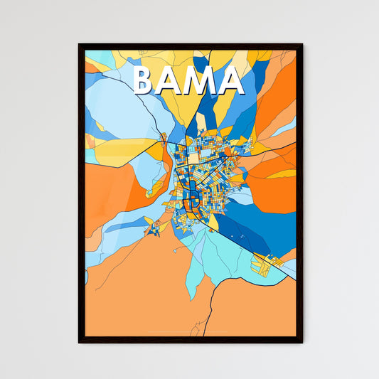 BAMA NIGERIA Vibrant Colorful Art Map Poster Blue Orange