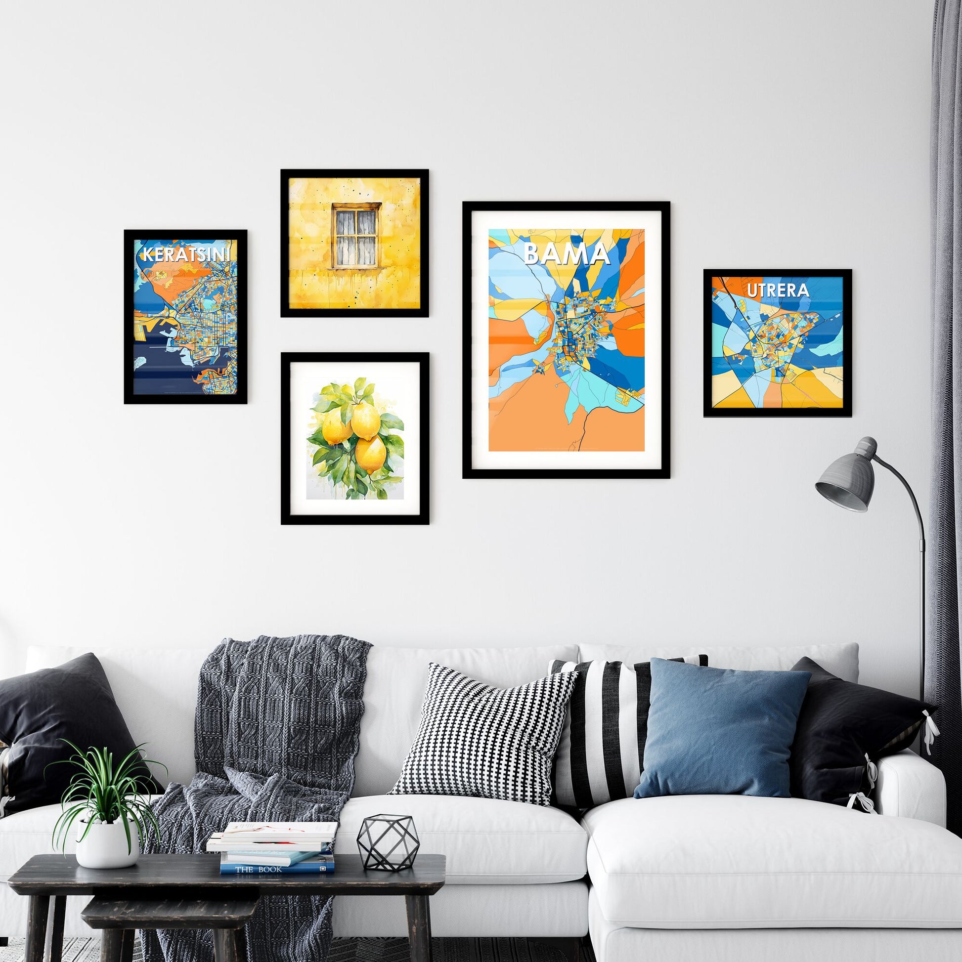 BAMA NIGERIA Vibrant Colorful Art Map Poster Blue Orange