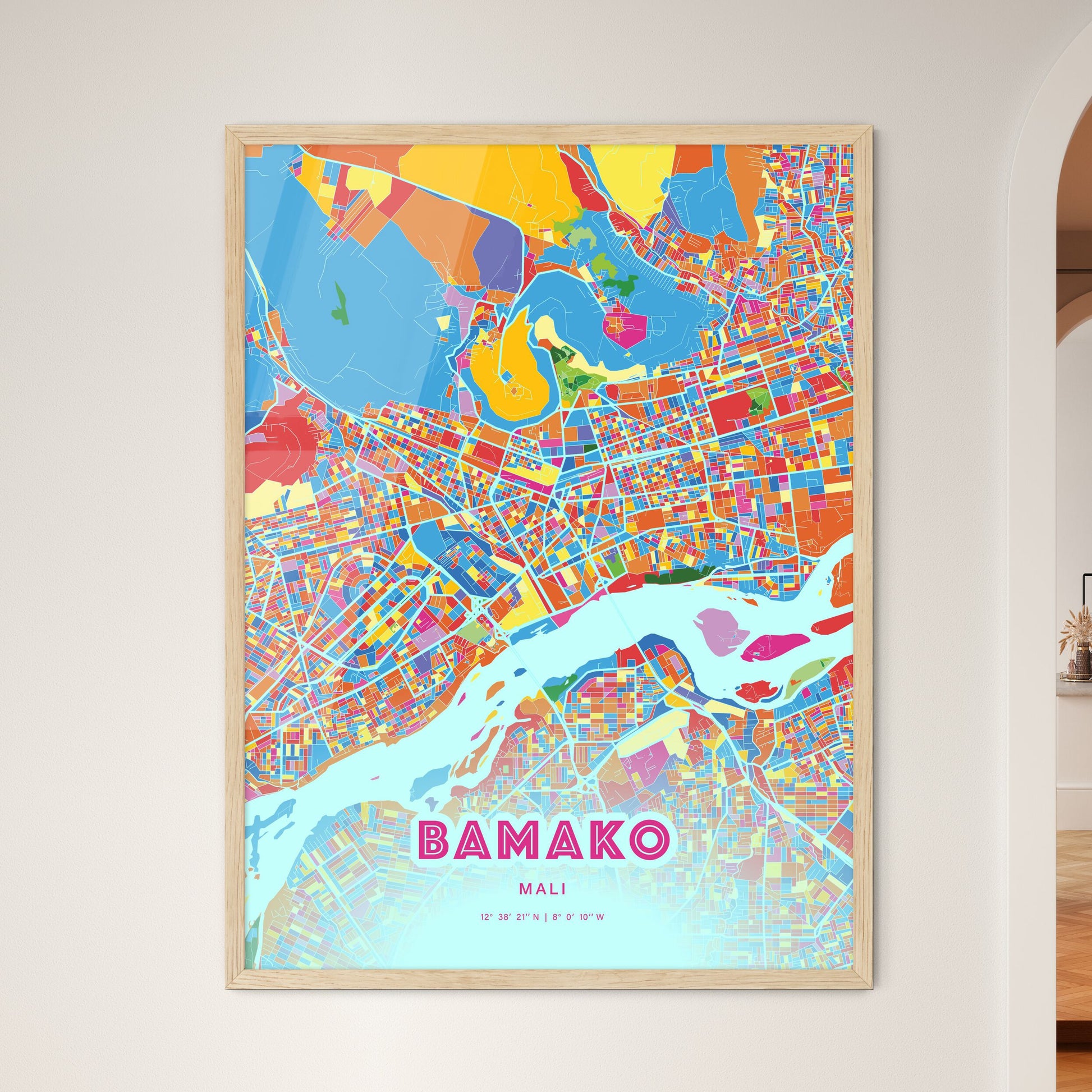 Colorful Bamako Mali Fine Art Map Crazy Colors
