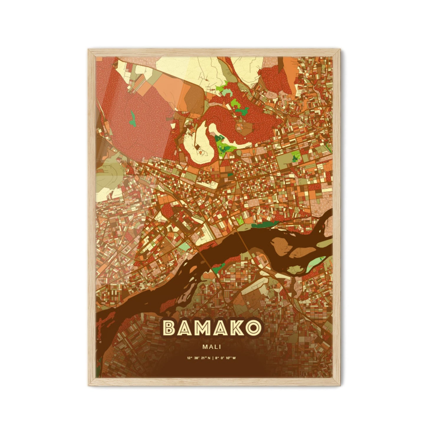 Colorful Bamako Mali Fine Art Map Farmhouse