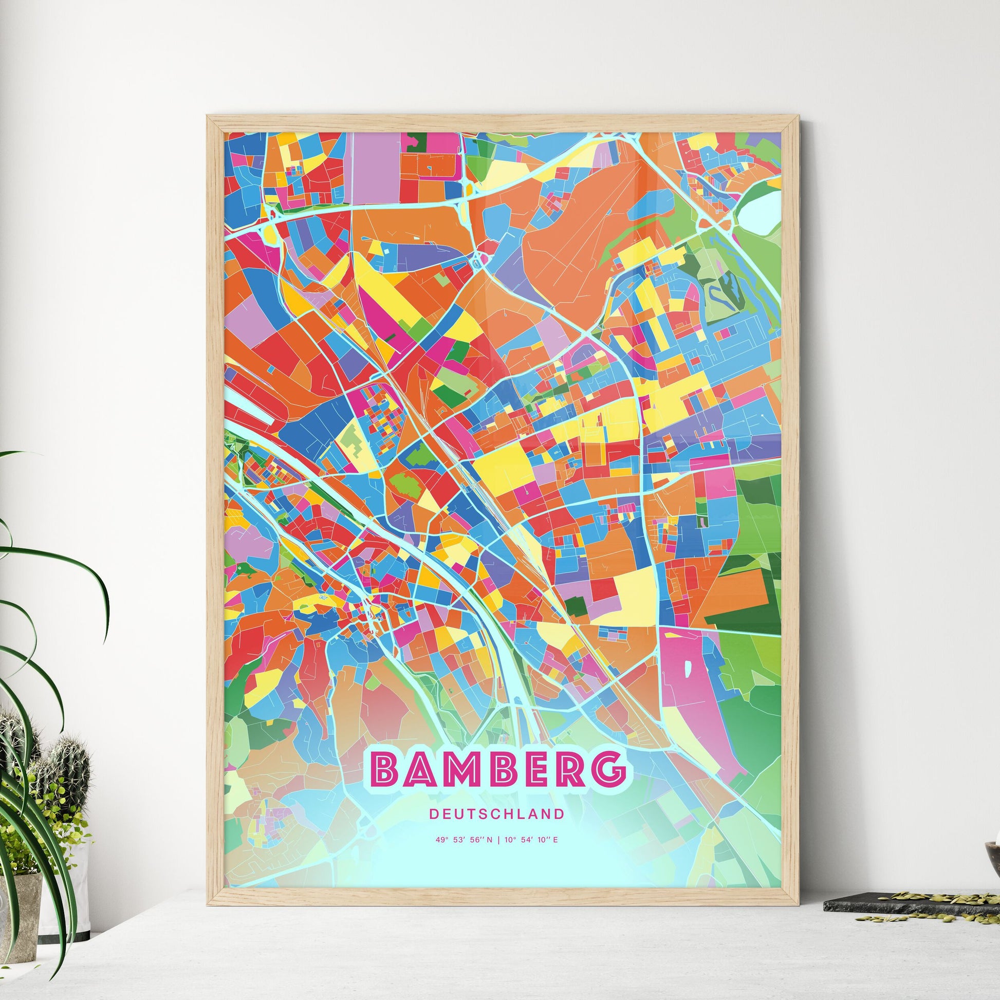 Colorful Bamberg Germany Fine Art Map Crazy Colors