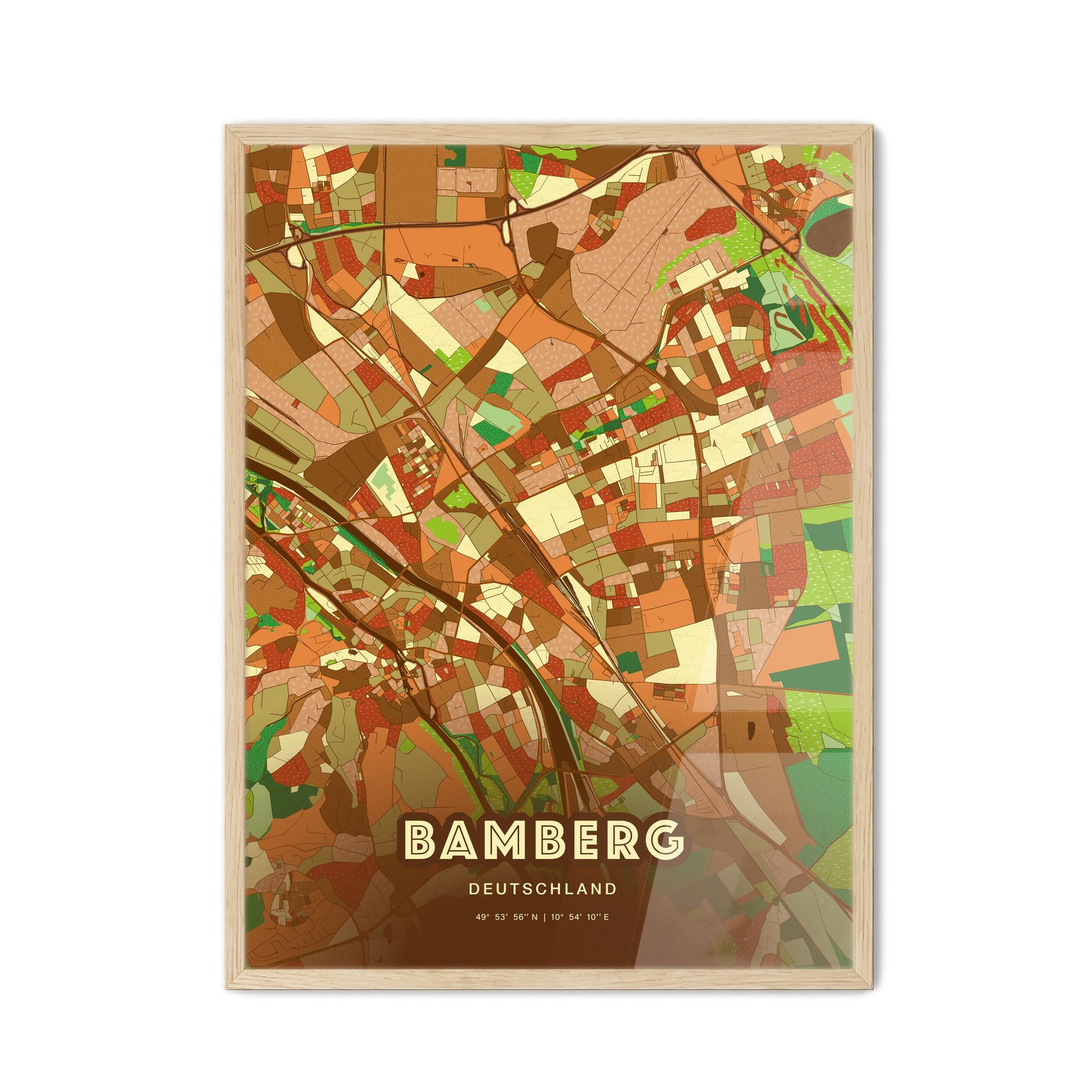 Colorful Bamberg Germany Fine Art Map Farmhouse