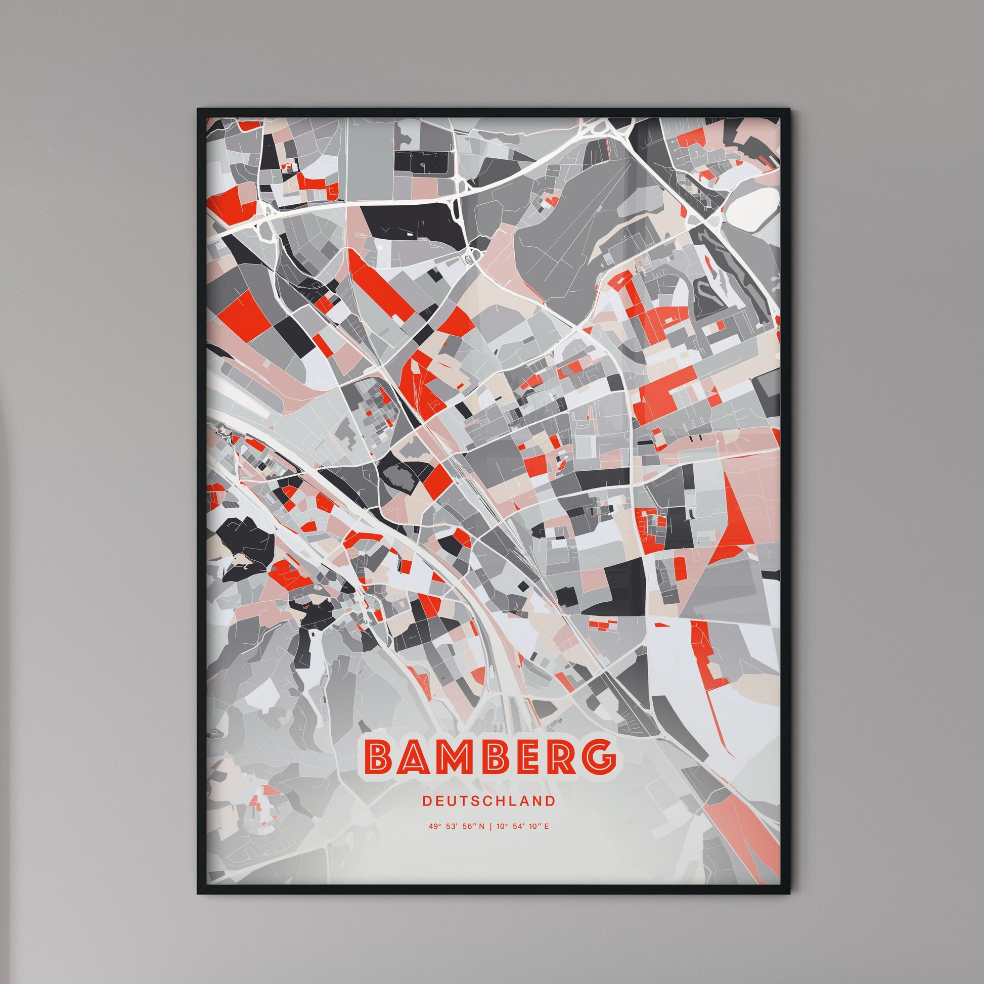 Colorful Bamberg Germany Fine Art Map Modern Expressive