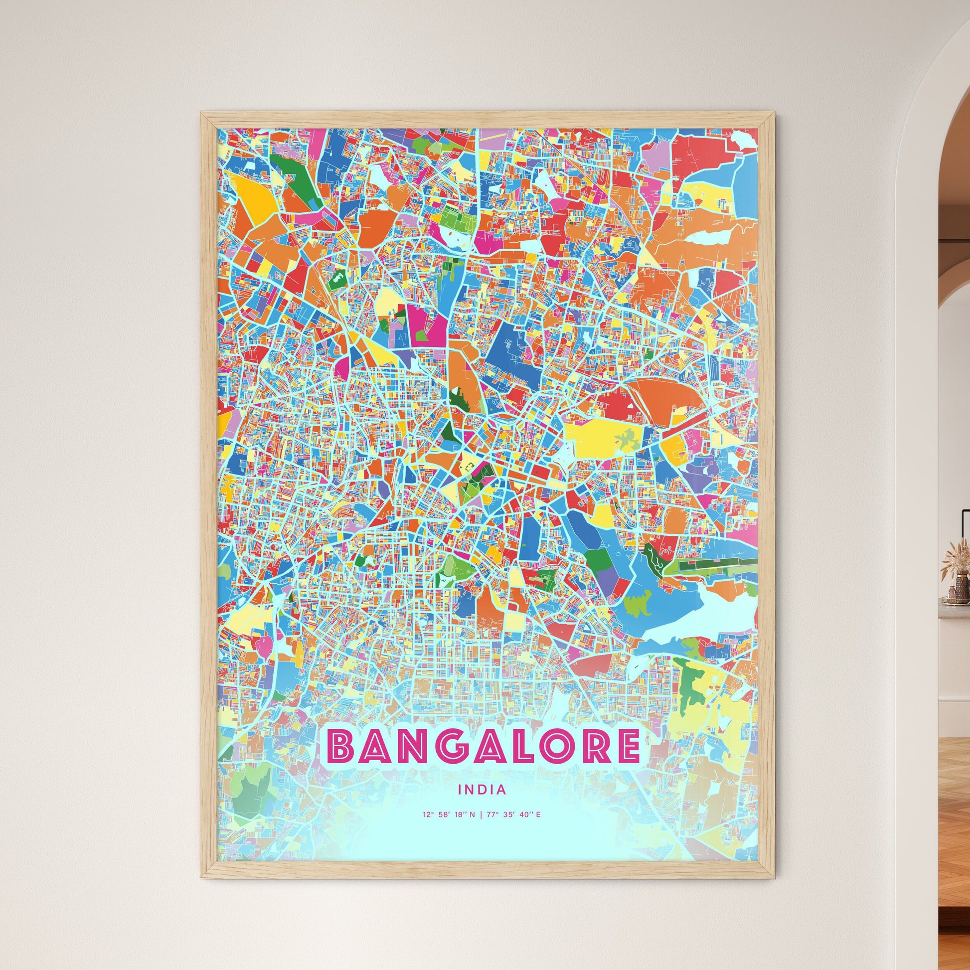 Colorful Bangalore India Fine Art Map Crazy Colors