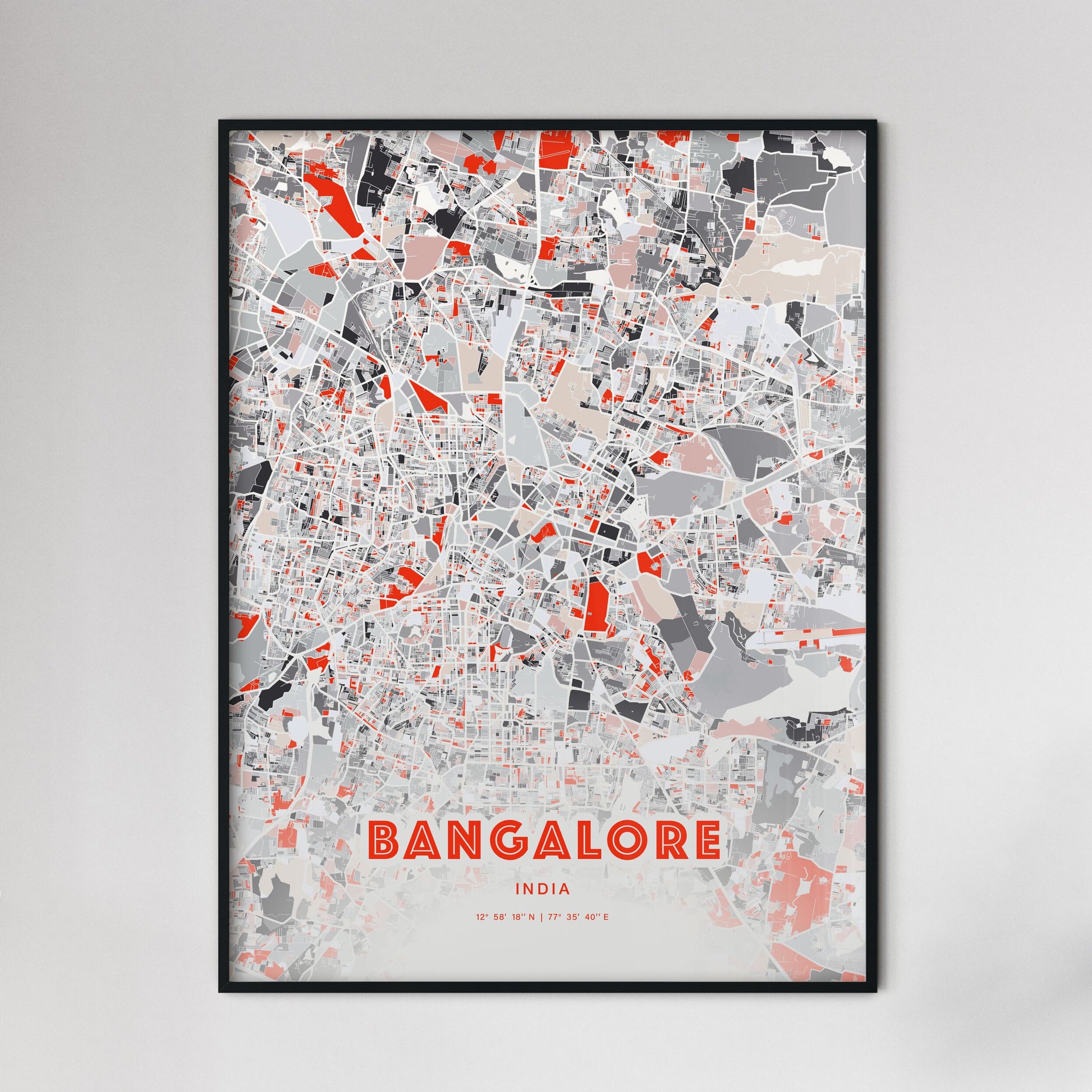 Colorful Bangalore India Fine Art Map Modern Expressive