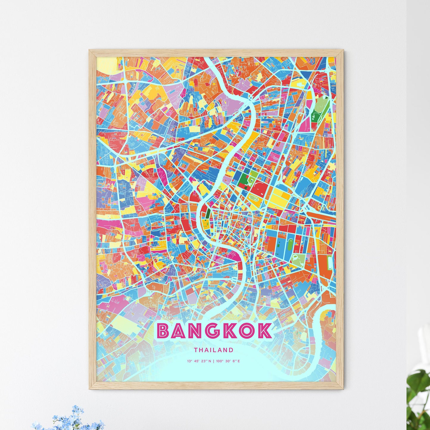 Colorful Bangkok Thailand Fine Art Map Crazy Colors