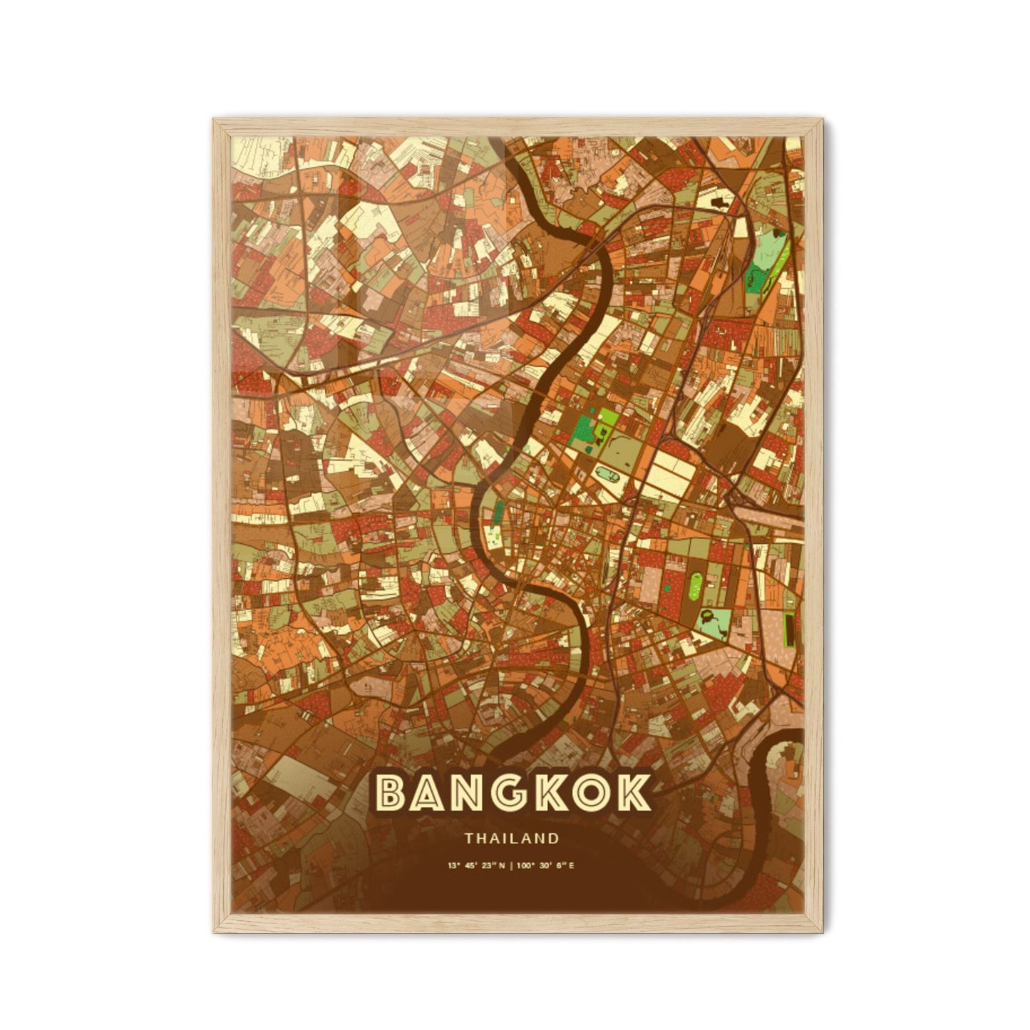 Colorful Bangkok Thailand Fine Art Map Farmhouse