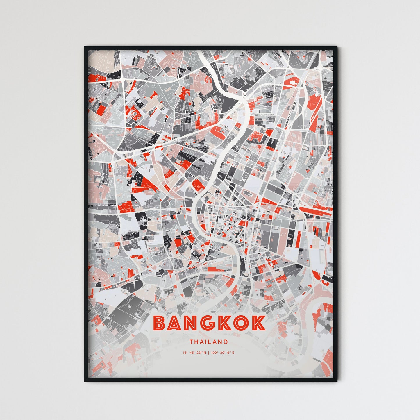 Colorful Bangkok Thailand Fine Art Map Modern Expressive