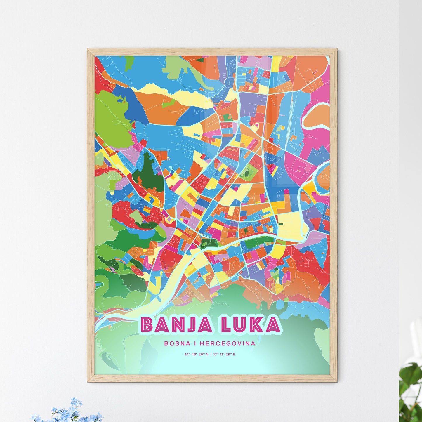 Colorful Banja Luka Fine Art Map Crazy Colors