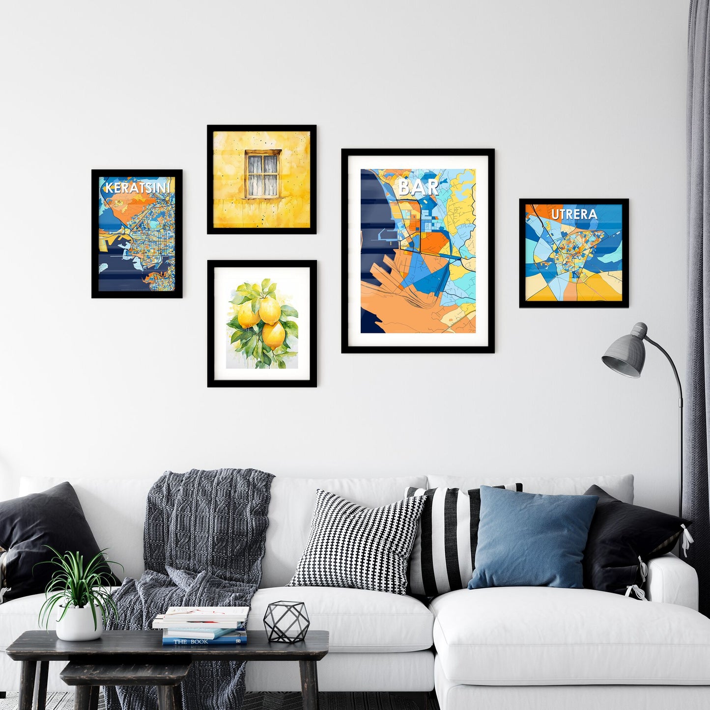 BAR MONTENEGRO Vibrant Colorful Art Map Poster Blue Orange