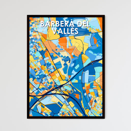 BARBERÀ DEL VALLÈS SPAIN Vibrant Colorful Art Map Poster Blue Orange