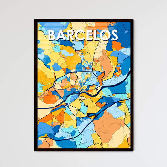 BARCELOS PORTUGAL Vibrant Colorful Art Map Poster Blue Orange