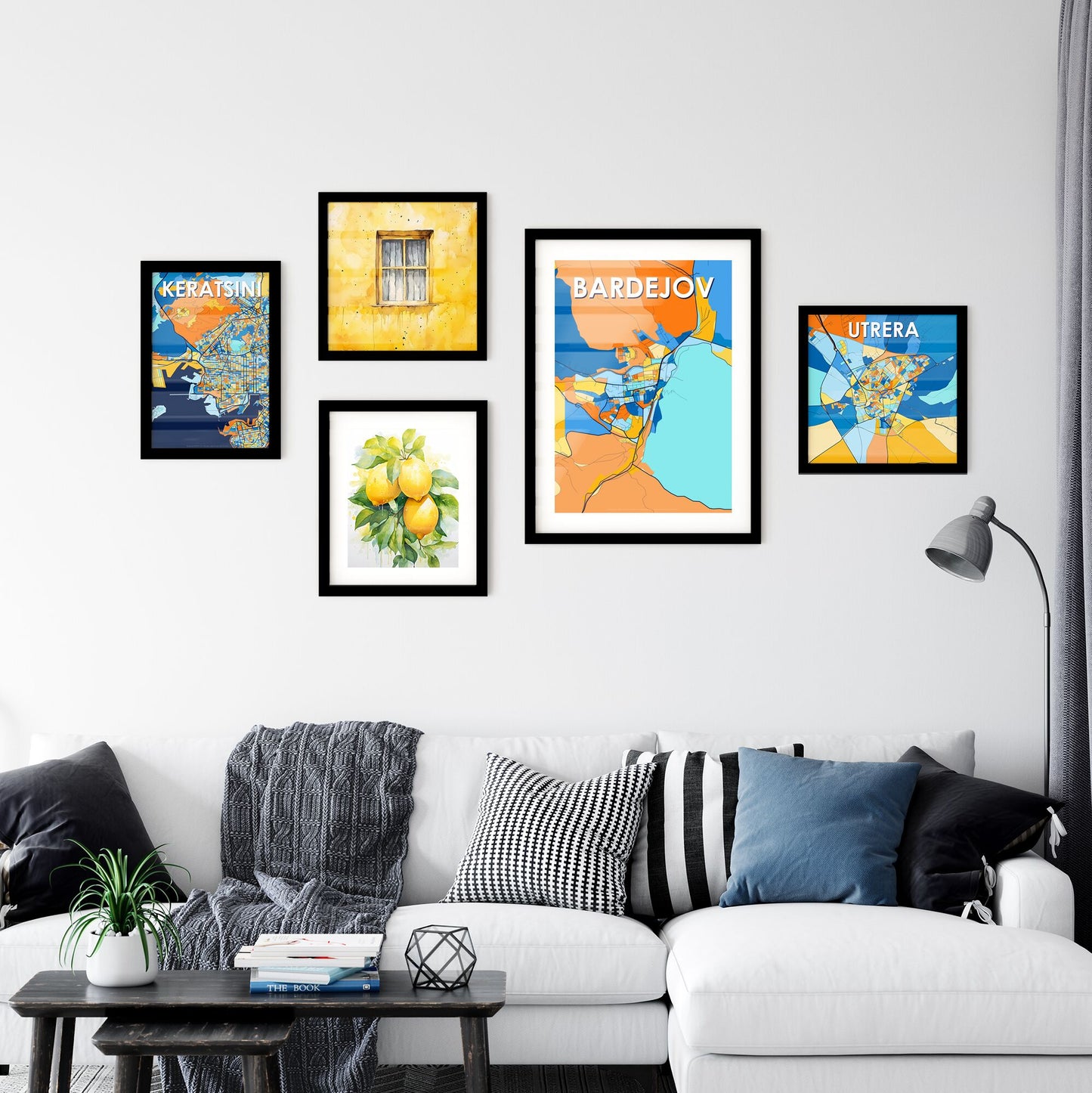 BARDEJOV SLOVAKIA Vibrant Colorful Art Map Poster Blue Orange