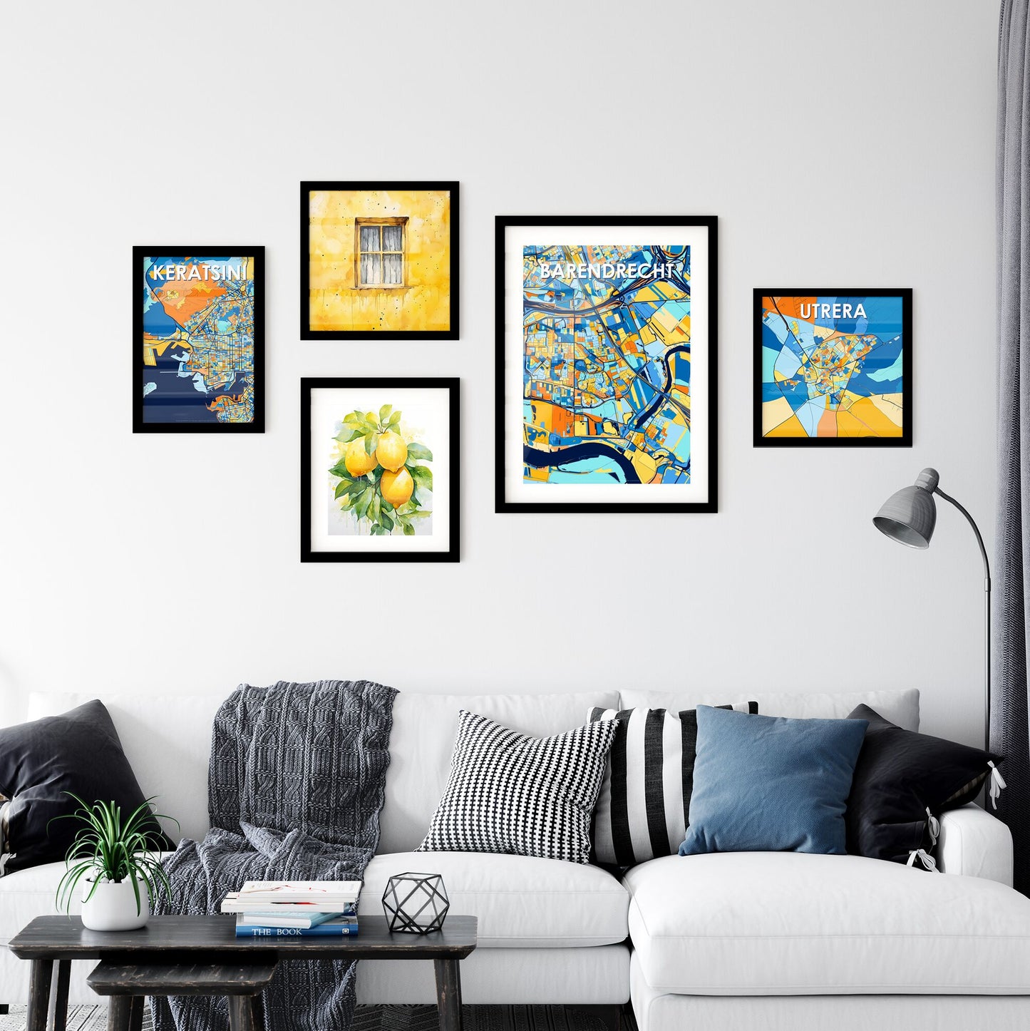 BARENDRECHT NETHERLANDS Vibrant Colorful Art Map Poster Blue Orange