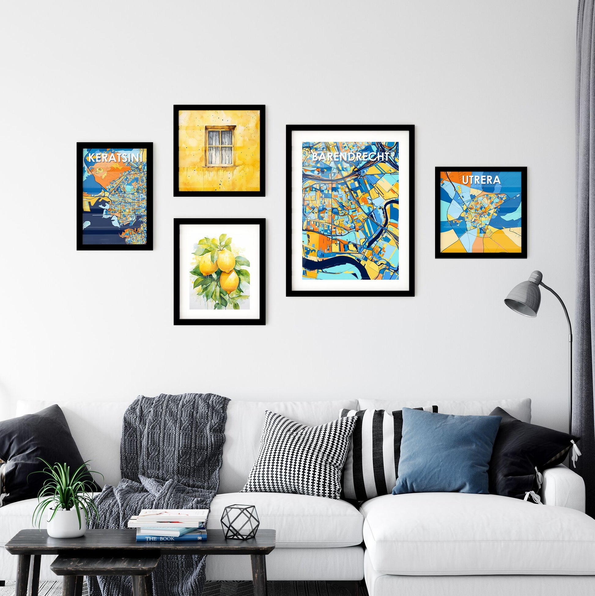 BARENDRECHT NETHERLANDS Vibrant Colorful Art Map Poster Blue Orange