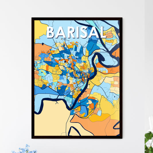 BARISAL BANGLADESH Vibrant Colorful Art Map Poster Blue Orange