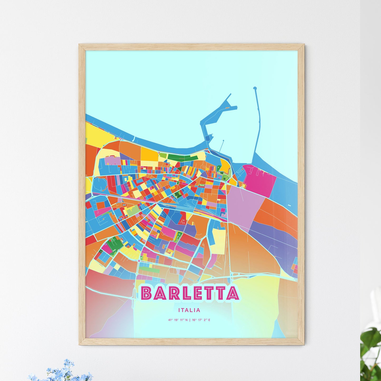 Colorful Barletta Italy Fine Art Map Crazy Colors