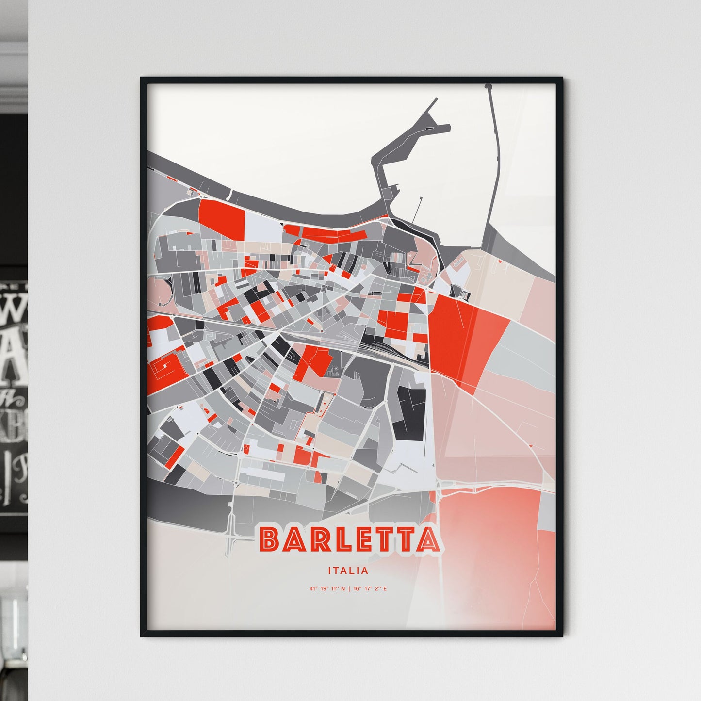 Colorful Barletta Italy Fine Art Map Modern Expressive