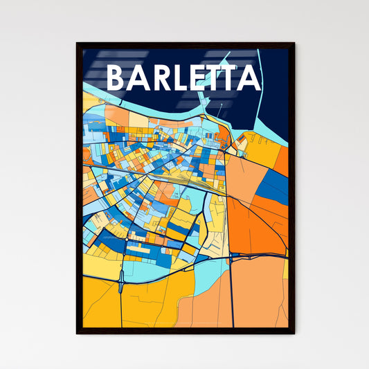 BARLETTA ITALY Vibrant Colorful Art Map Poster Blue Orange