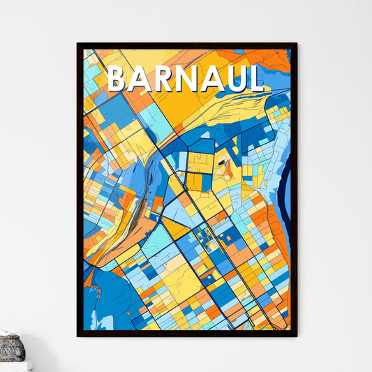 BARNAUL RUSSIA Vibrant Colorful Art Map Poster Blue Orange