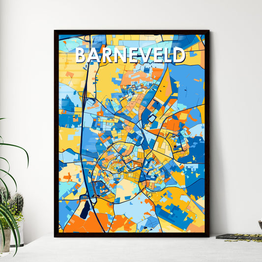 BARNEVELD NETHERLANDS Vibrant Colorful Art Map Poster Blue Orange