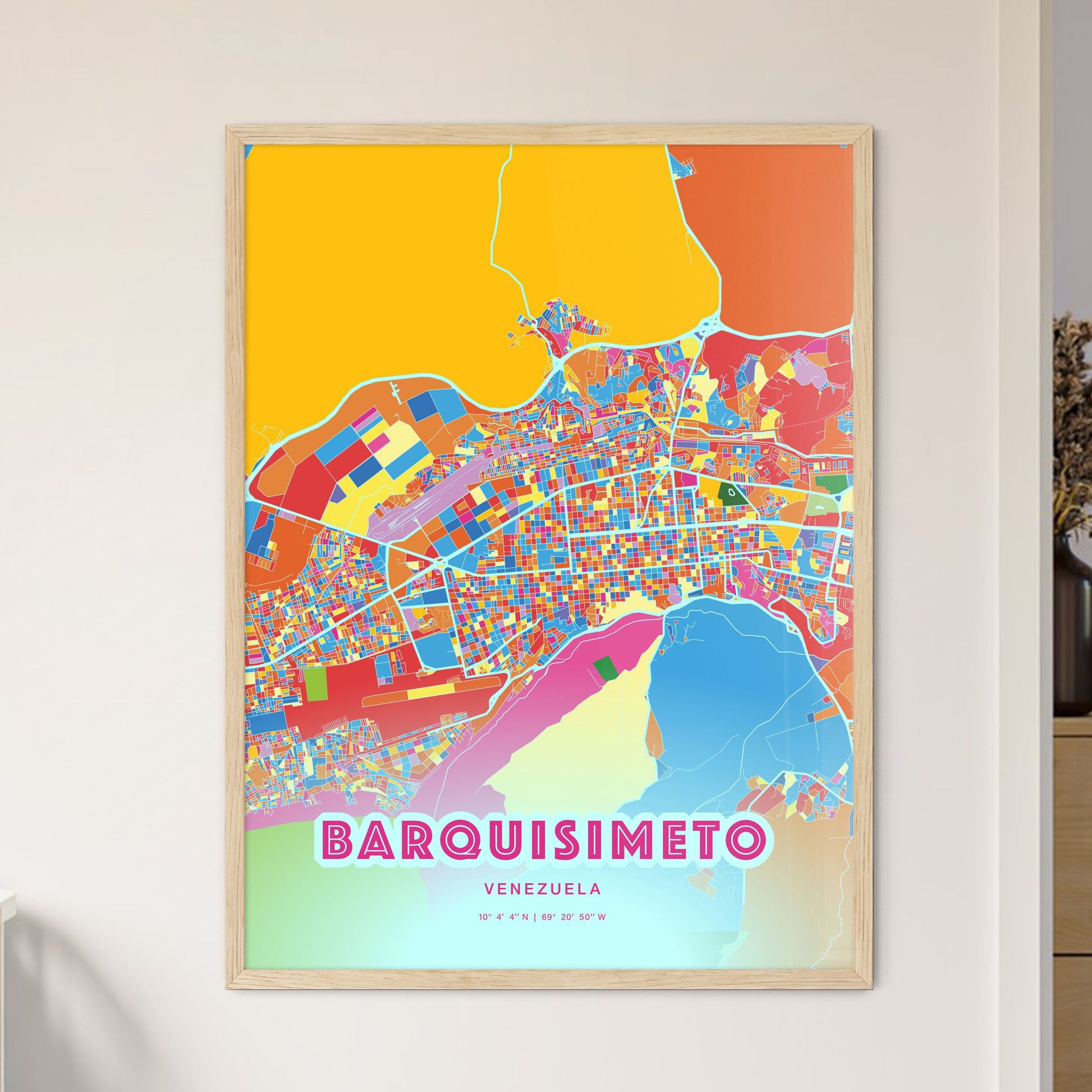 Colorful Barquisimeto Venezuela Fine Art Map Crazy Colors