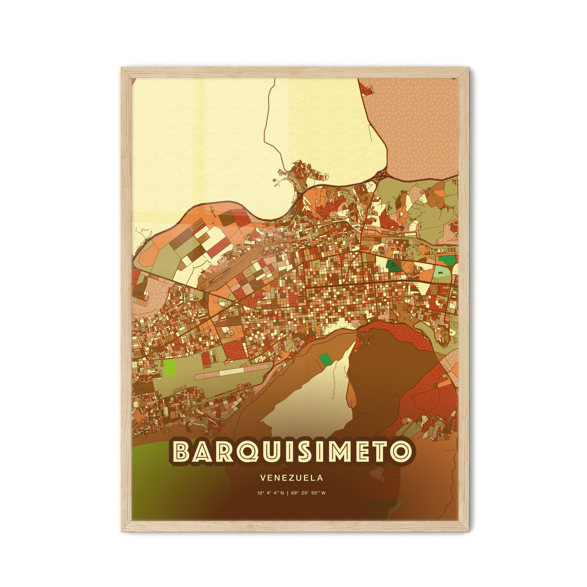 Colorful Barquisimeto Venezuela Fine Art Map Farmhouse