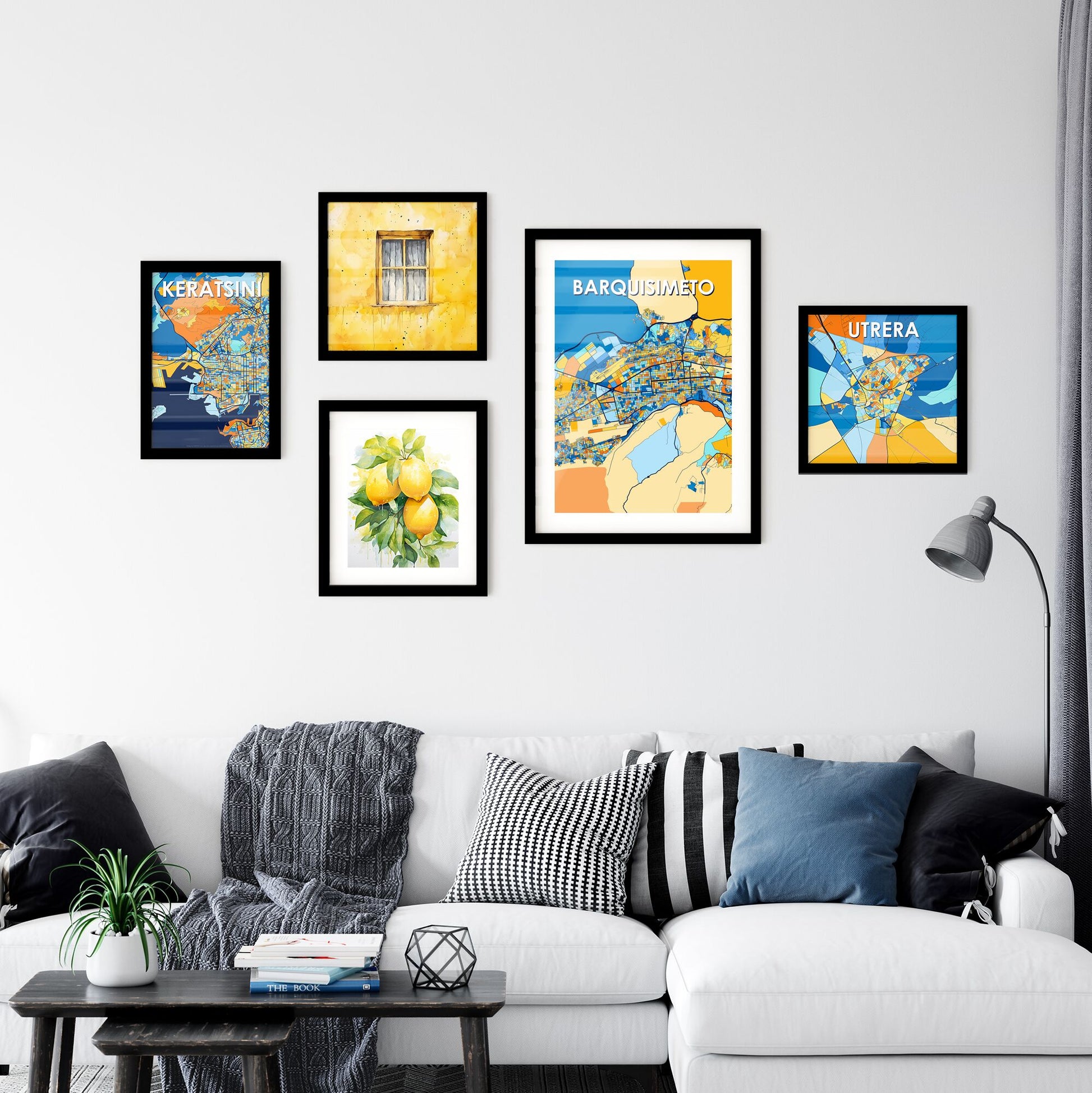 BARQUISIMETO VENEZUELA Vibrant Colorful Art Map Poster Blue Orange