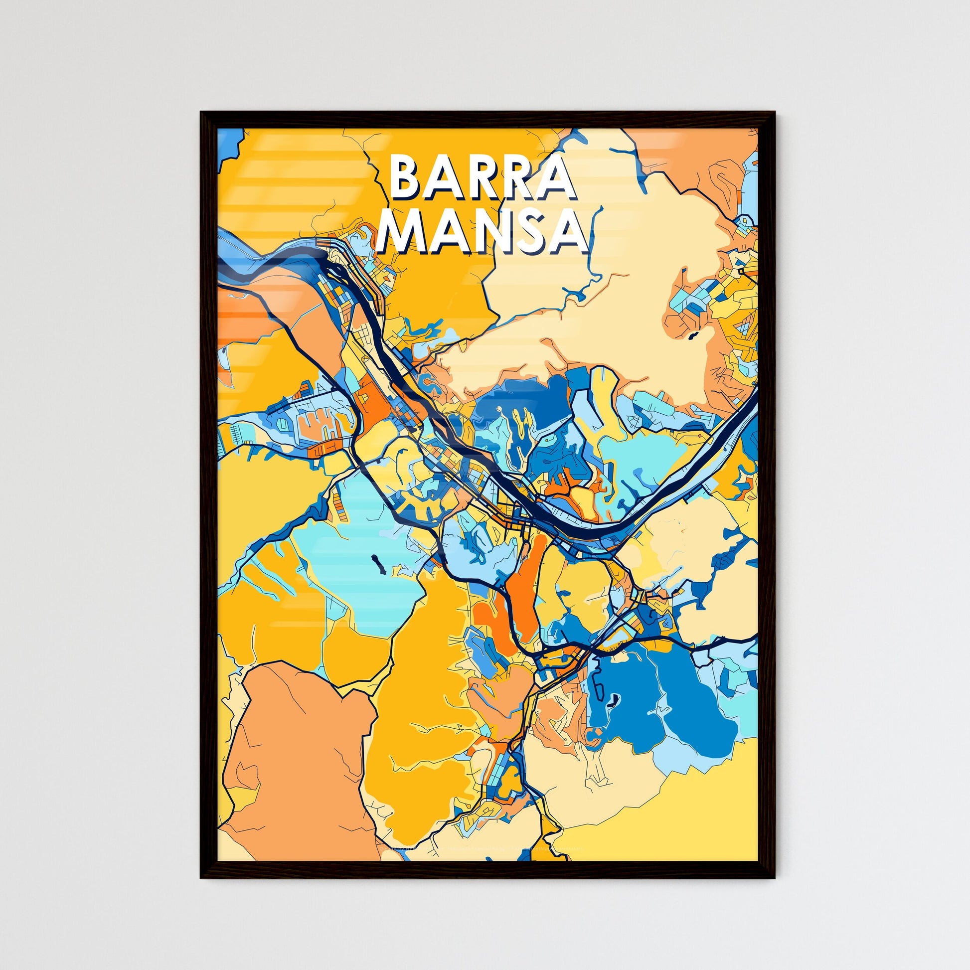 BARRA MANSA BRAZIL Vibrant Colorful Art Map Poster Blue Orange