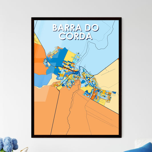 BARRA DO CORDA BRAZIL Vibrant Colorful Art Map Poster Blue Orange