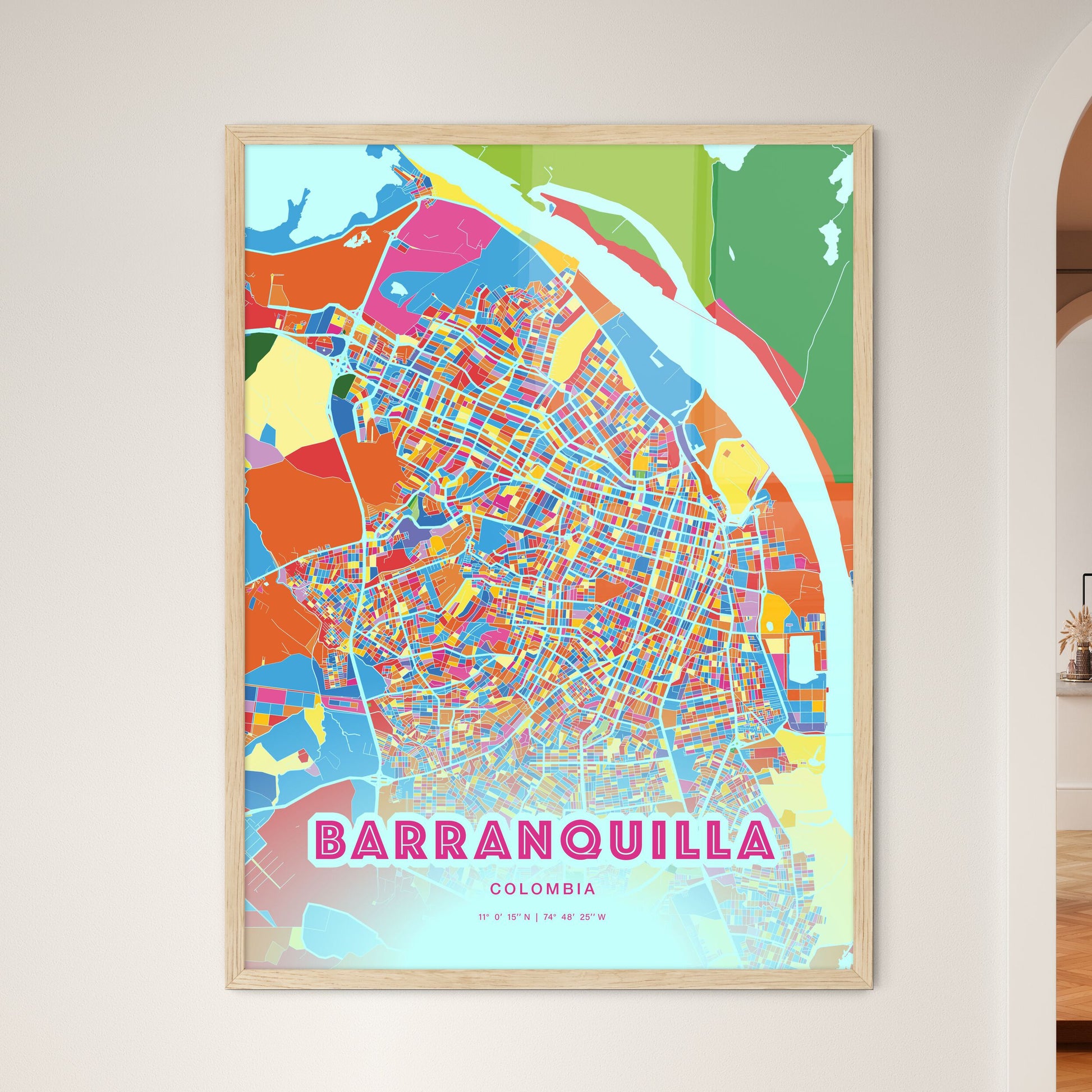 Colorful Barranquilla Colombia Fine Art Map Crazy Colors