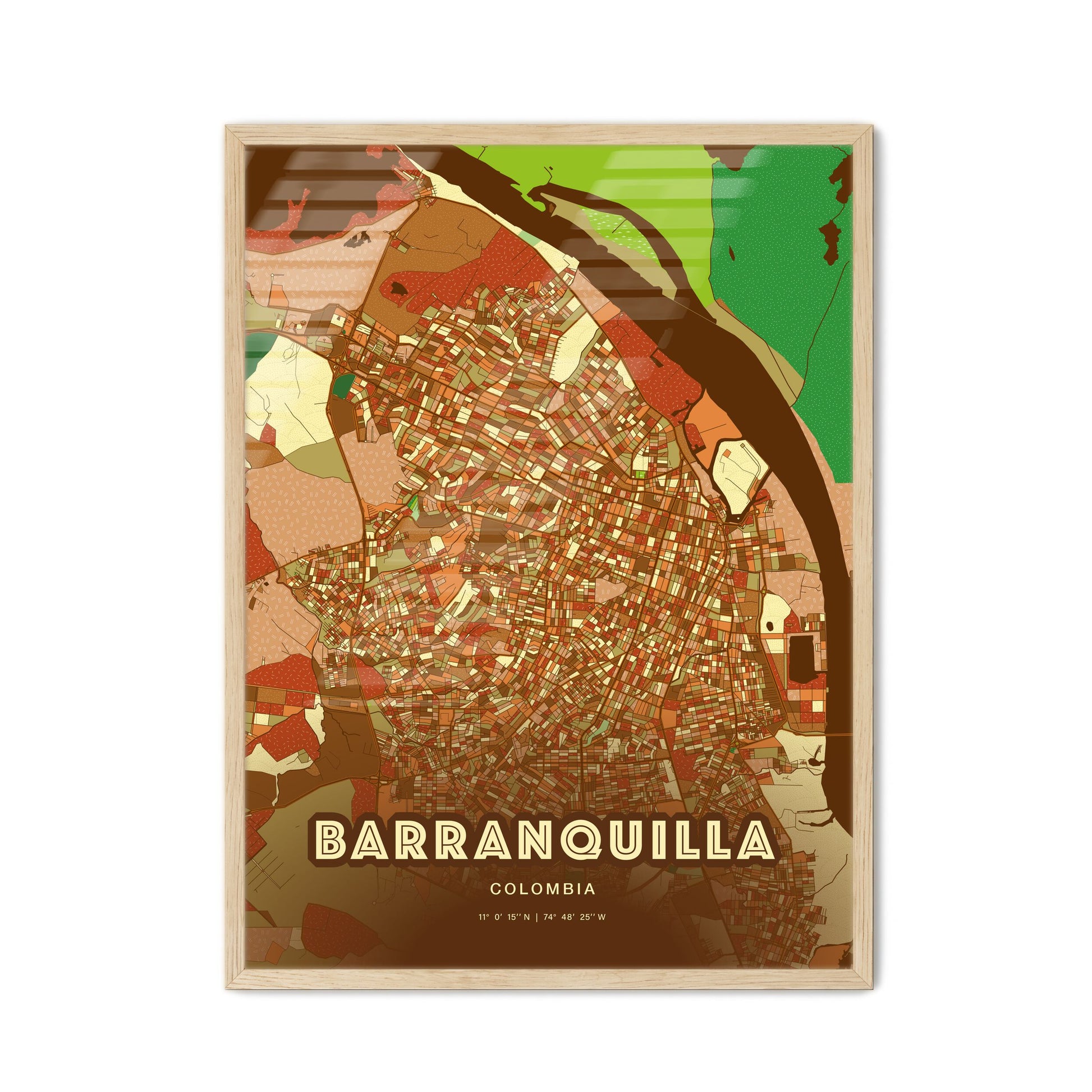 Colorful Barranquilla Colombia Fine Art Map Farmhouse