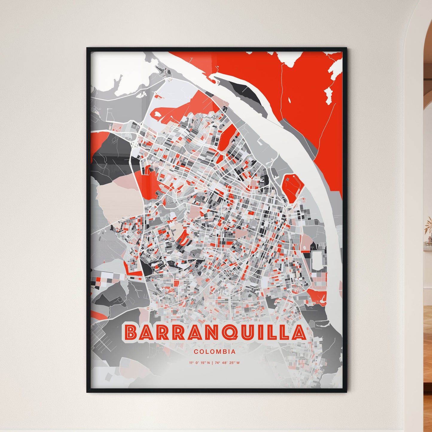 Colorful Barranquilla Colombia Fine Art Map Modern Expressive
