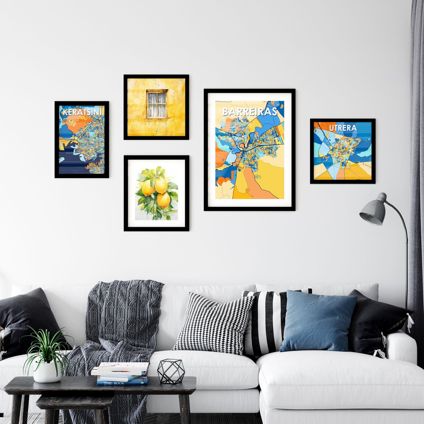 BARREIRAS BRAZIL Vibrant Colorful Art Map Poster Blue Orange