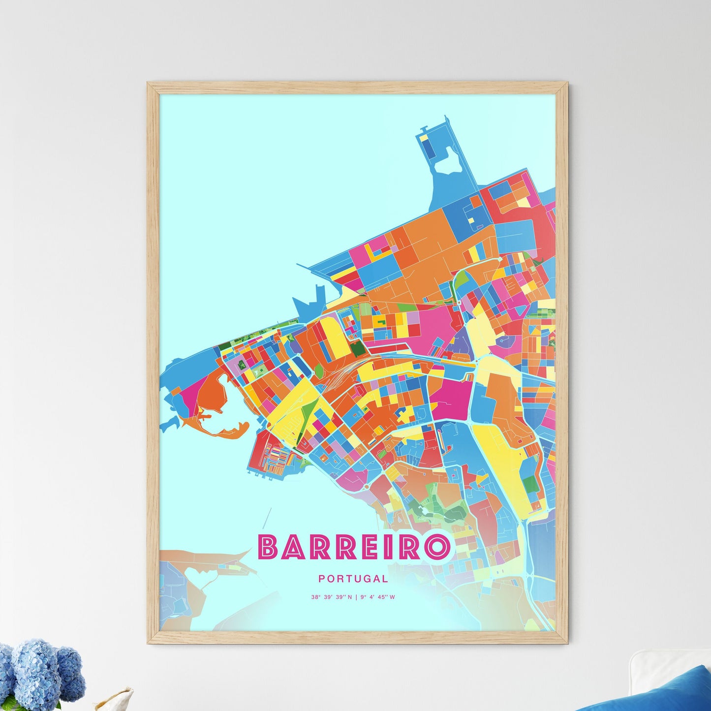 Colorful Barreiro Portugal Fine Art Map Crazy Colors