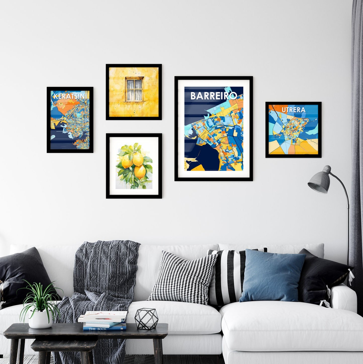 BARREIRO PORTUGAL Vibrant Colorful Art Map Poster Blue Orange