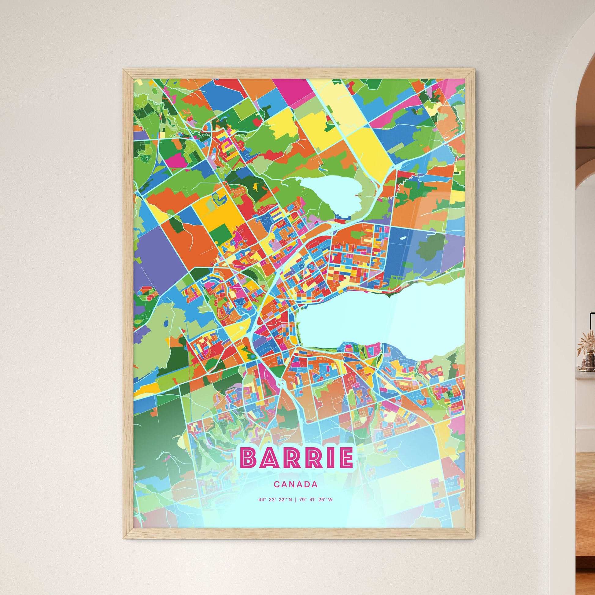 Colorful Barrie Canada Fine Art Map Crazy Colors
