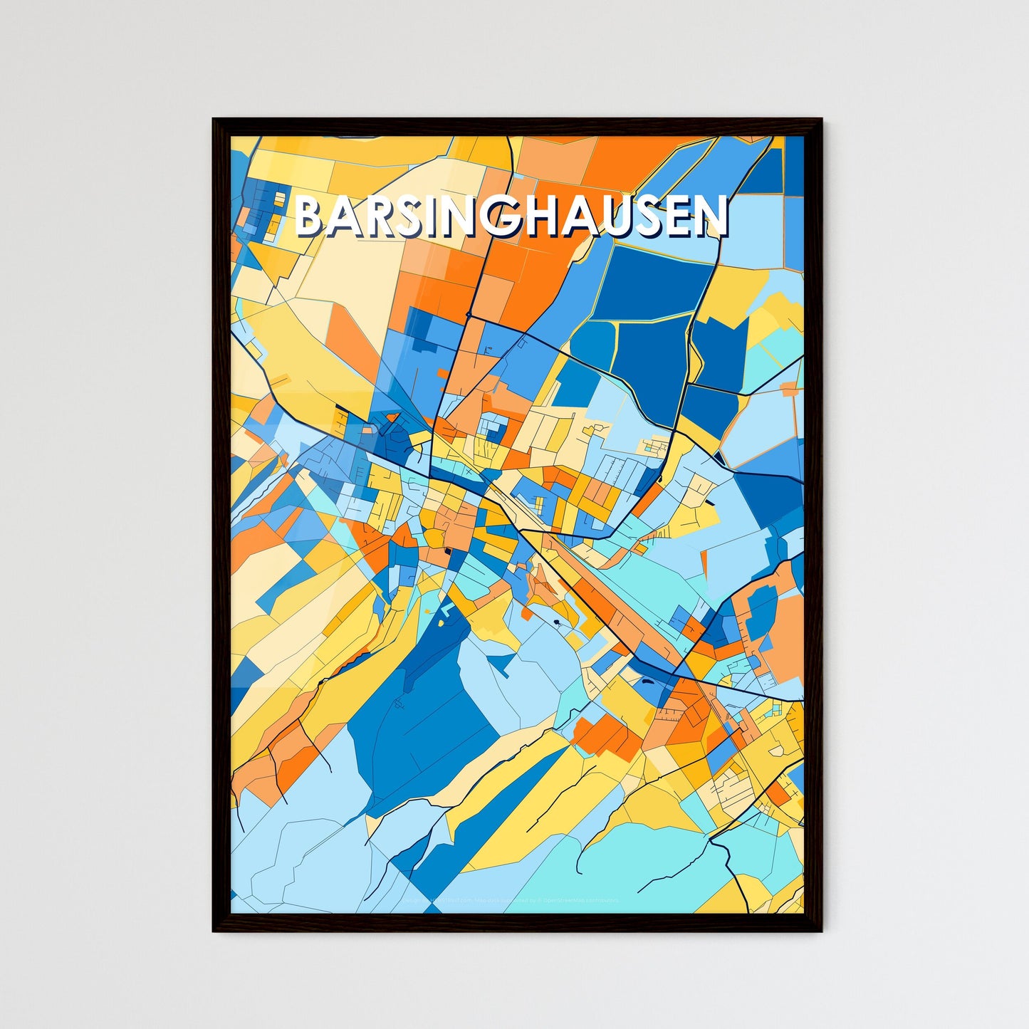 BARSINGHAUSEN GERMANY Vibrant Colorful Art Map Poster Blue Orange