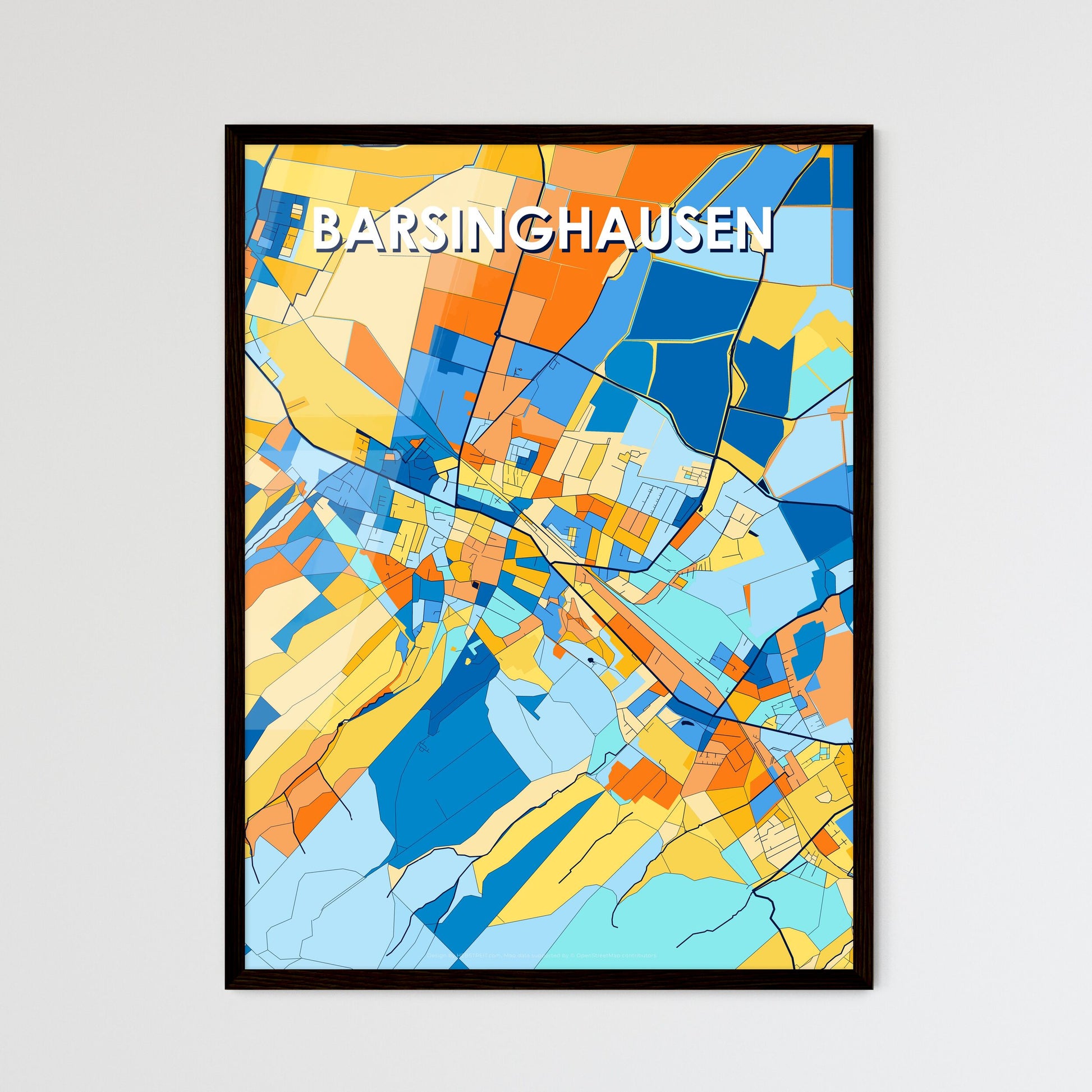 BARSINGHAUSEN GERMANY Vibrant Colorful Art Map Poster Blue Orange