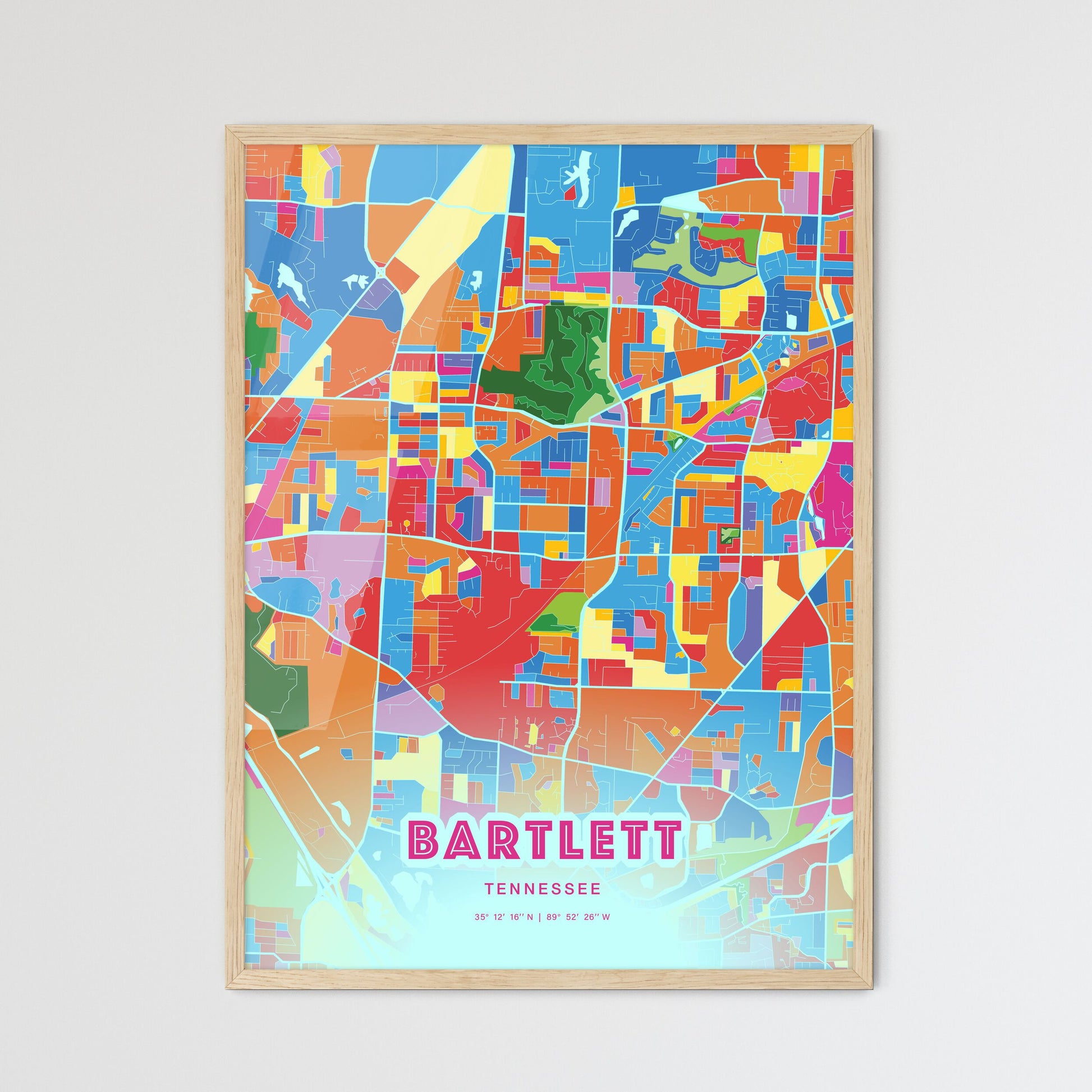 Colorful Bartlett Tennessee Fine Art Map Crazy Colors